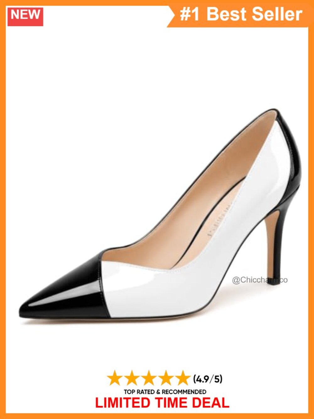 SHOWFOREST Women's Pointy Toe Stiletto Pumps Slip-On High Heels
